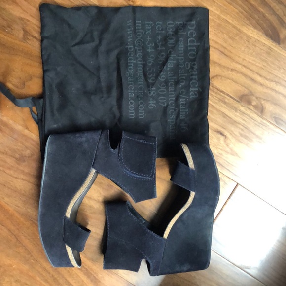 Pedro Garcia midnight suede platform wedge sandals - Picture 6 of 6